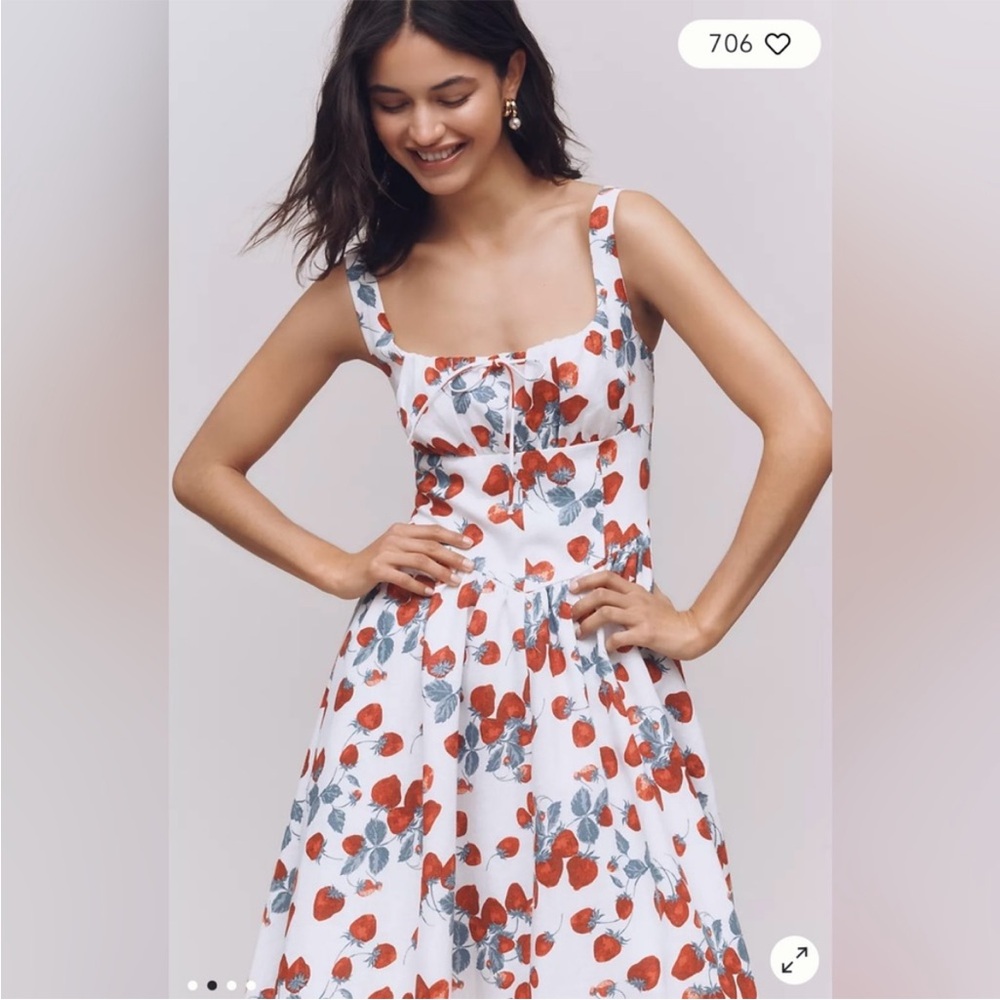 Reformation Balia Linen Sleeveless Basque-Waist Midi Dress - Picture 6 of 14